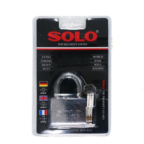 SKI - สกี จำหน่ายสินค้าหลากหลาย และคุณภาพดี | SOLO 4507SQC กุญแจ 45 มิล ทองเหลืองชุบขาว ห่วงมาตรฐาน